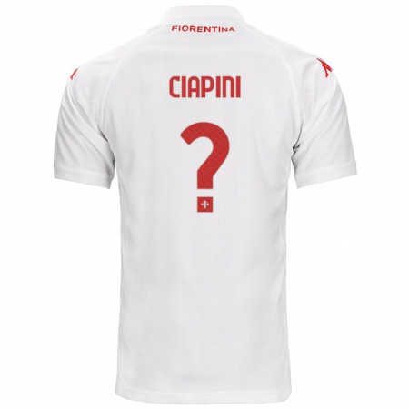 Kandiny Niño Camiseta Adriano Ciapini #0 Blanco 2ª Equipación 2024/25 La Camisa Chile