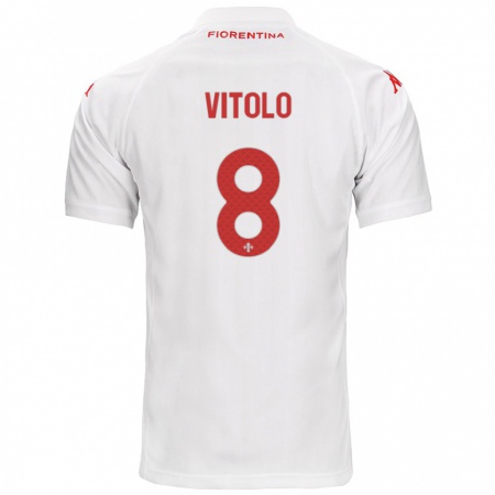 Kandiny Niño Camiseta Federico Vitolo #8 Blanco 2ª Equipación 2024/25 La Camisa Chile