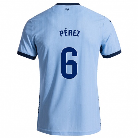 Kandiny Niño Camiseta Hugo Pérez #6 Azul Cielo 2ª Equipación 2024/25 La Camisa Chile