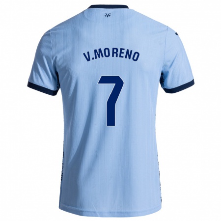 Kandiny Niño Camiseta Víctor Moreno #7 Azul Cielo 2ª Equipación 2024/25 La Camisa Chile