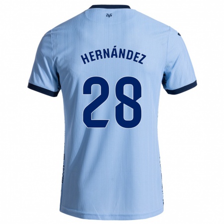 Kandiny Niño Camiseta Gerard Hernández #28 Azul Cielo 2ª Equipación 2024/25 La Camisa Chile