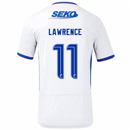 Kandiny Niño Camiseta Tom Lawrence #11 Blanco Azul 2ª Equipación 2024/25 La Camisa Chile