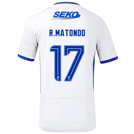 Kandiny Niño Camiseta Rabbi Matondo #17 Blanco Azul 2ª Equipación 2024/25 La Camisa Chile