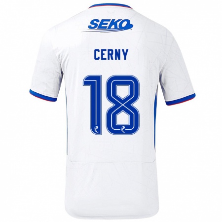 Kandiny Niño Camiseta Vaclav Cerny #18 Blanco Azul 2ª Equipación 2024/25 La Camisa Chile