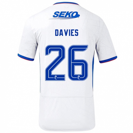 Kandiny Niño Camiseta Ben Davies #26 Blanco Azul 2ª Equipación 2024/25 La Camisa Chile