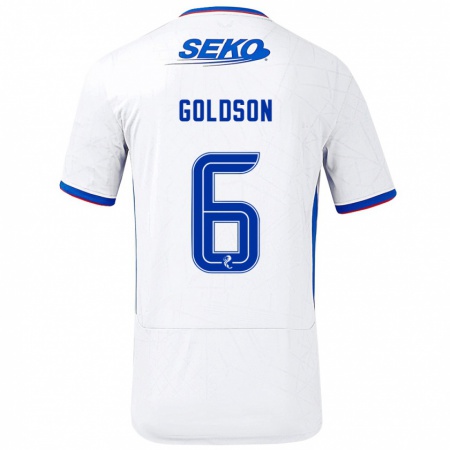 Kandiny Niño Camiseta Connor Goldson #6 Blanco Azul 2ª Equipación 2024/25 La Camisa Chile