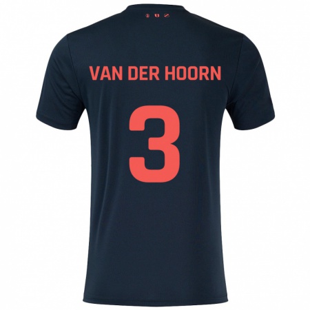 Kandiny Niño Camiseta Mike Van Der Hoorn #3 Negro Rojo 2ª Equipación 2024/25 La Camisa Chile