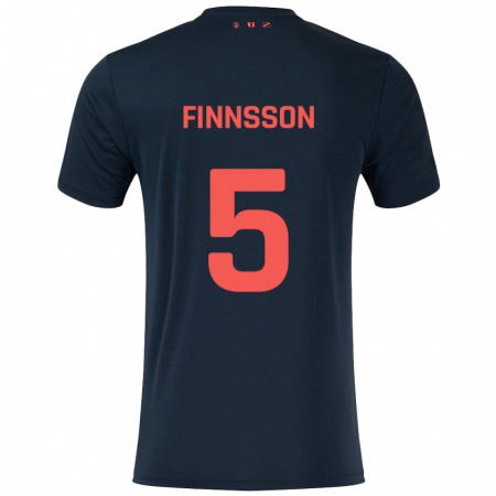 Kandiny Niño Camiseta Kolbeinn Finnsson #5 Negro Rojo 2ª Equipación 2024/25 La Camisa Chile