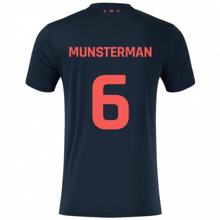 Kandiny Niño Camiseta Marthe Munsterman #6 Negro Rojo 2ª Equipación 2024/25 La Camisa Chile