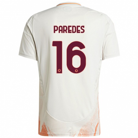 Kandiny Niño Camiseta Leandro Paredes #16 Crema Blanco Naranja 2ª Equipación 2024/25 La Camisa Chile