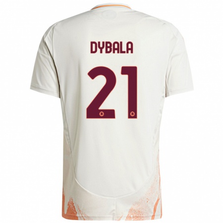 Kandiny Niño Camiseta Paulo Dybala #21 Crema Blanco Naranja 2ª Equipación 2024/25 La Camisa Chile