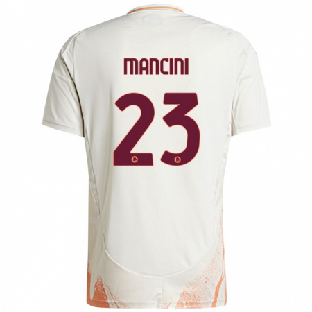 Kandiny Niño Camiseta Gianluca Mancini #23 Crema Blanco Naranja 2ª Equipación 2024/25 La Camisa Chile