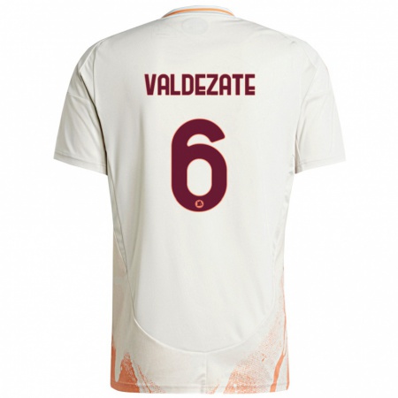 Kandiny Niño Camiseta Oihane Valdezate #6 Crema Blanco Naranja 2ª Equipación 2024/25 La Camisa Chile