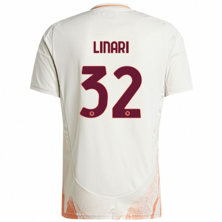 Kandiny Niño Camiseta Elena Linari #32 Crema Blanco Naranja 2ª Equipación 2024/25 La Camisa Chile