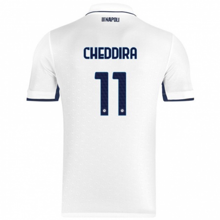 Kandiny Niño Camiseta Walid Cheddira #11 Blanco Azul Real 2ª Equipación 2024/25 La Camisa Chile