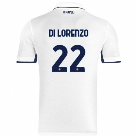 Kandiny Niño Camiseta Giovanni Di Lorenzo #22 Blanco Azul Real 2ª Equipación 2024/25 La Camisa Chile