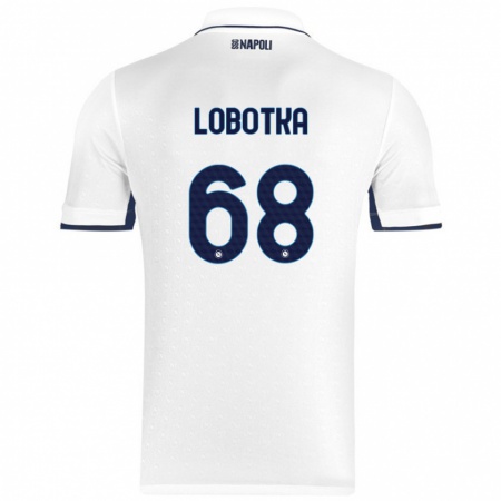 Kandiny Niño Camiseta Stanislav Lobotka #68 Blanco Azul Real 2ª Equipación 2024/25 La Camisa Chile