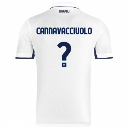 Kandiny Niño Camiseta Luigi Pio Cannavacciuolo #0 Blanco Azul Real 2ª Equipación 2024/25 La Camisa Chile