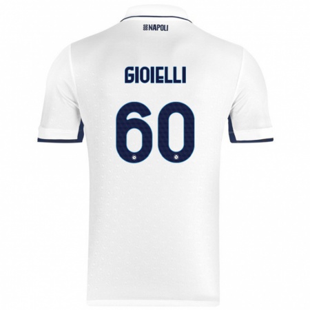 Kandiny Niño Camiseta Francesco Gioielli #60 Blanco Azul Real 2ª Equipación 2024/25 La Camisa Chile