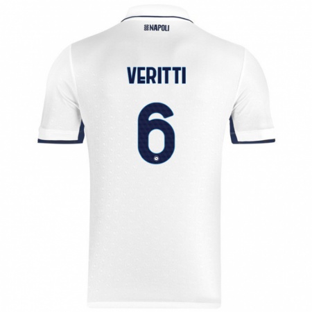 Kandiny Niño Camiseta Federica Veritti #6 Blanco Azul Real 2ª Equipación 2024/25 La Camisa Chile