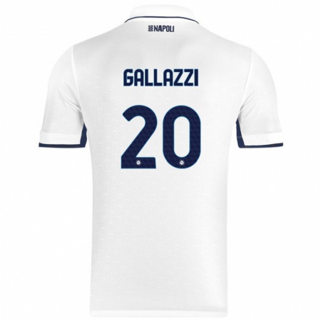 Kandiny Niño Camiseta Valentina Gallazzi #20 Blanco Azul Real 2ª Equipación 2024/25 La Camisa Chile