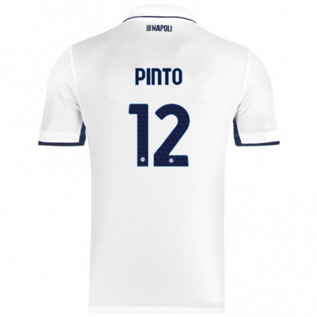 Kandiny Niño Camiseta Ciro Pinto #12 Blanco Azul Real 2ª Equipación 2024/25 La Camisa Chile