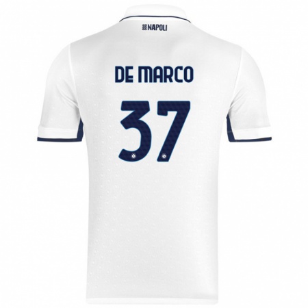 Kandiny Niño Camiseta Francesco De Marco #37 Blanco Azul Real 2ª Equipación 2024/25 La Camisa Chile