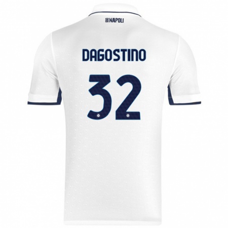 Kandiny Niño Camiseta Giuseppe Dagostino #32 Blanco Azul Real 2ª Equipación 2024/25 La Camisa Chile