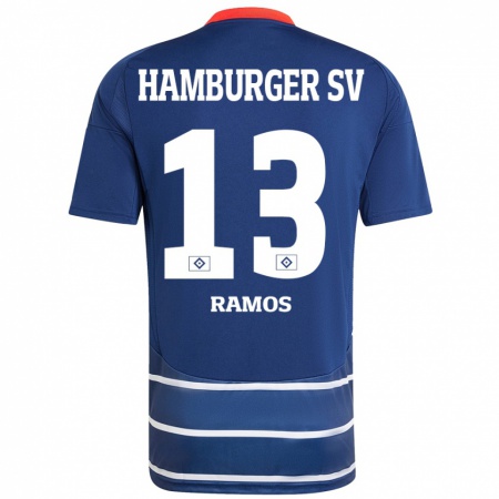 Kandiny Niño Camiseta Guilherme Ramos #13 Azul Oscuro 2ª Equipación 2024/25 La Camisa Chile