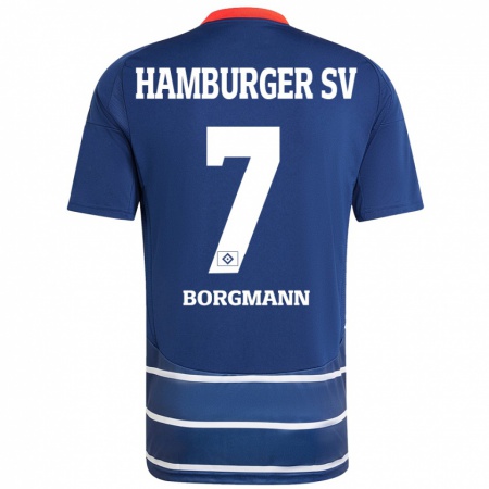 Kandiny Niño Camiseta Marcus Borgmann #7 Azul Oscuro 2ª Equipación 2024/25 La Camisa Chile