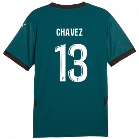 Kandiny Niño Camiseta Jhoanner Chávez #13 Verde Oscuro 2ª Equipación 2024/25 La Camisa Chile