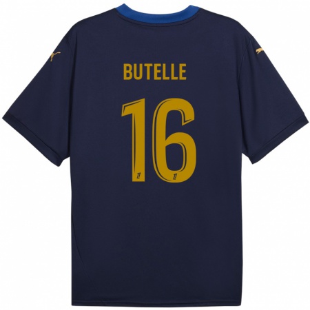 Kandiny Niño Camiseta Ludovic Butelle #16 Azul Marino Dorado 2ª Equipación 2024/25 La Camisa Chile