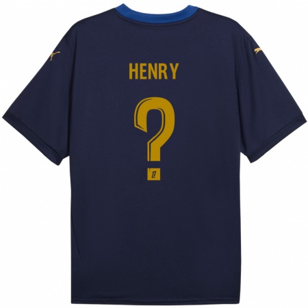 Kandiny Niño Camiseta Kobi Henry #0 Azul Marino Dorado 2ª Equipación 2024/25 La Camisa Chile