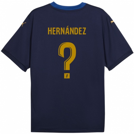 Kandiny Niño Camiseta Melvin Hernández #0 Azul Marino Dorado 2ª Equipación 2024/25 La Camisa Chile