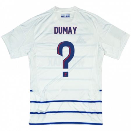 Kandiny Niño Camiseta Yoann Dumay #0 Blanco Azul 2ª Equipación 2024/25 La Camisa Chile