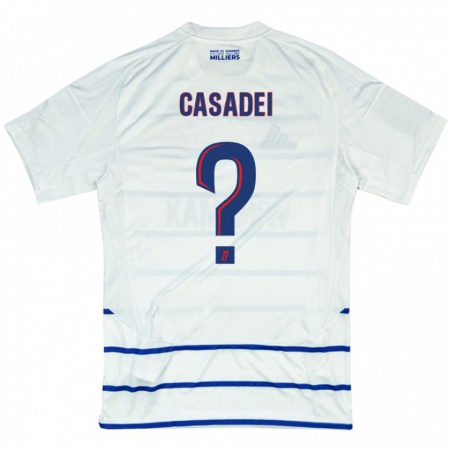 Kandiny Niño Camiseta Alexis Casadei #0 Blanco Azul 2ª Equipación 2024/25 La Camisa Chile