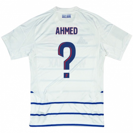 Kandiny Niño Camiseta Aymeric Ahmed #0 Blanco Azul 2ª Equipación 2024/25 La Camisa Chile