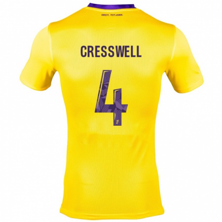 Kandiny Niño Camiseta Charlie Cresswell #4 Amarillo Morado 2ª Equipación 2024/25 La Camisa Chile