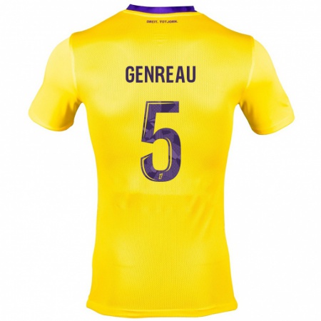 Kandiny Niño Camiseta Denis Genreau #5 Amarillo Morado 2ª Equipación 2024/25 La Camisa Chile