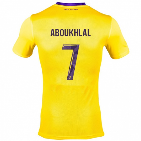 Kandiny Niño Camiseta Zakaria Aboukhlal #7 Amarillo Morado 2ª Equipación 2024/25 La Camisa Chile