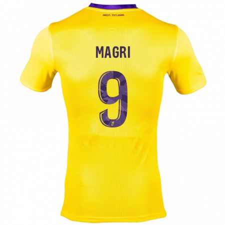 Kandiny Niño Camiseta Frank Magri #9 Amarillo Morado 2ª Equipación 2024/25 La Camisa Chile