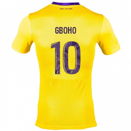 Kandiny Niño Camiseta Yann Gboho #10 Amarillo Morado 2ª Equipación 2024/25 La Camisa Chile