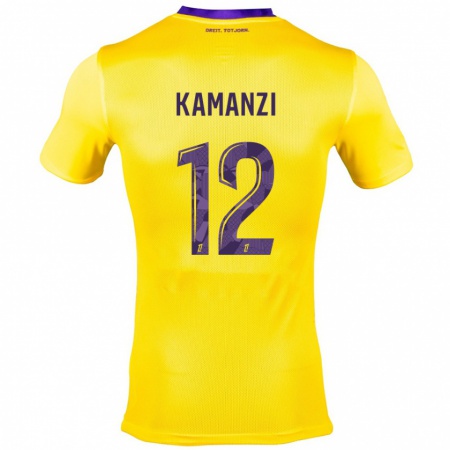 Kandiny Niño Camiseta Warren Kamanzi #12 Amarillo Morado 2ª Equipación 2024/25 La Camisa Chile