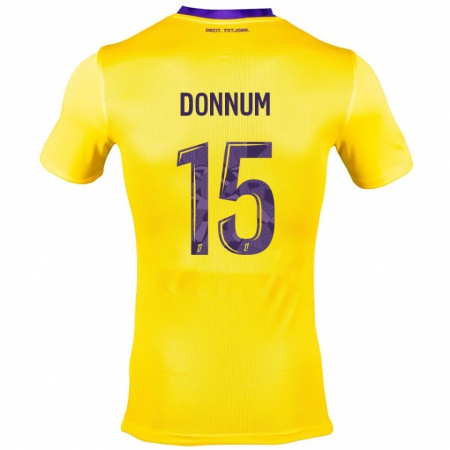 Kandiny Niño Camiseta Aron Dønnum #15 Amarillo Morado 2ª Equipación 2024/25 La Camisa Chile