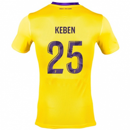 Kandiny Niño Camiseta Kévin Keben #25 Amarillo Morado 2ª Equipación 2024/25 La Camisa Chile