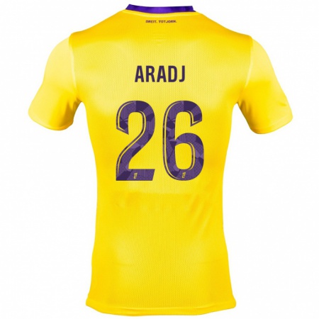 Kandiny Niño Camiseta Ylies Aradj #26 Amarillo Morado 2ª Equipación 2024/25 La Camisa Chile