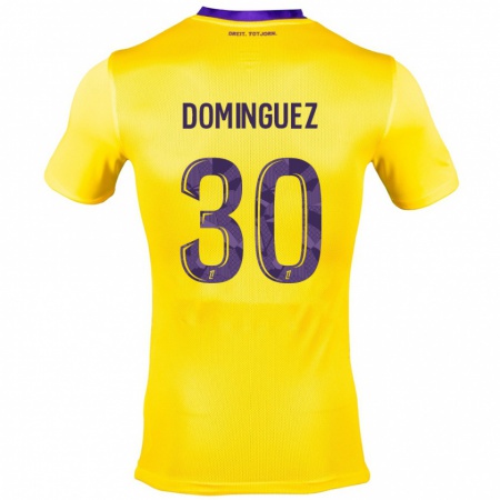 Kandiny Niño Camiseta Álex Domínguez #30 Amarillo Morado 2ª Equipación 2024/25 La Camisa Chile