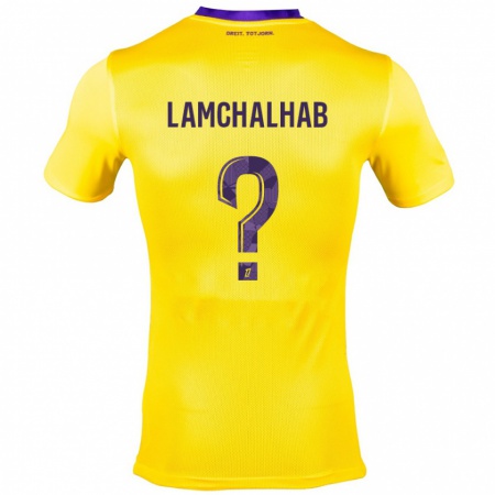 Kandiny Niño Camiseta Merwan Lamchalhab #0 Amarillo Morado 2ª Equipación 2024/25 La Camisa Chile