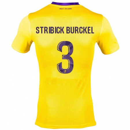 Kandiny Niño Camiseta Laetitia Stribick-Burckel #3 Amarillo Morado 2ª Equipación 2024/25 La Camisa Chile