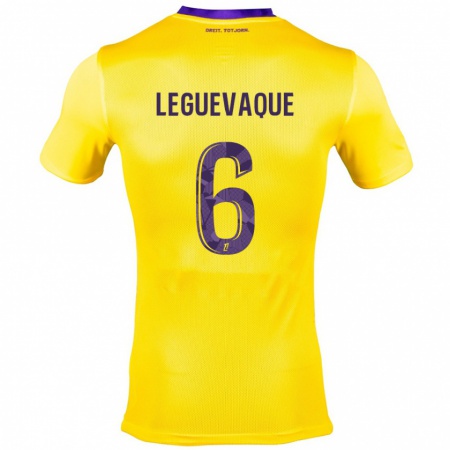 Kandiny Niño Camiseta Laurie Leguevaque #6 Amarillo Morado 2ª Equipación 2024/25 La Camisa Chile